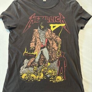 Divided Graphic Tee - Gray with Red and Yellow Accents